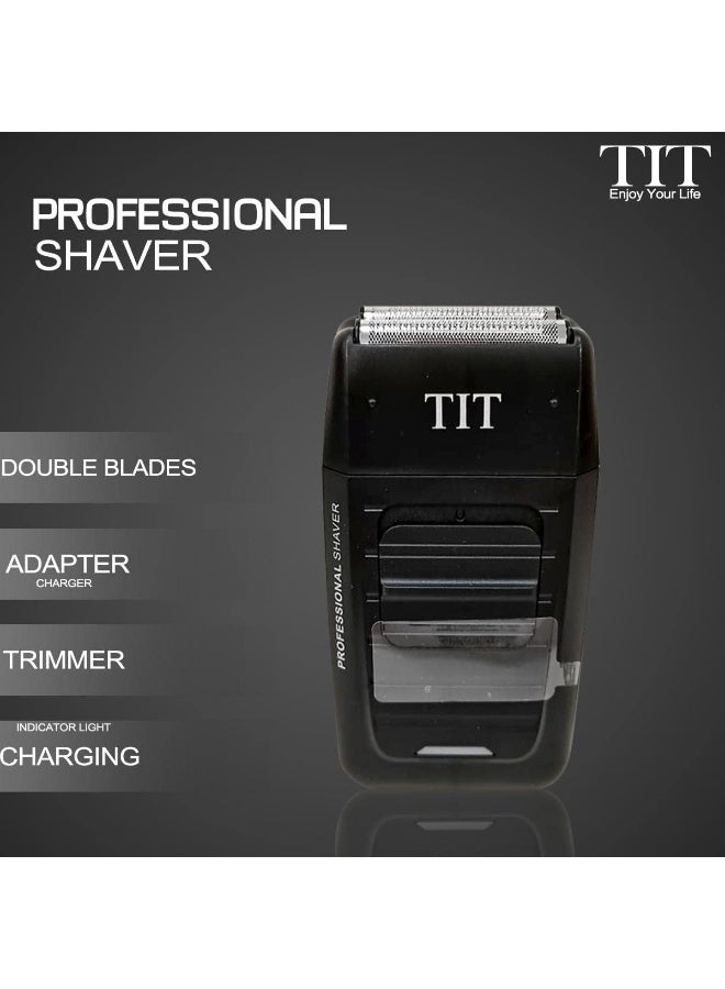 تي اي تي ماكينة تشذيب اللحية للرجال من TIT، لاسلكية وقابلة لإعادة الشحن، ماكينة تشذيب دقيقة، ماكينة حلاقة رجالية، معدن فضي، عبوة من 12 قطعة في 1 (TF-7270) - Image 1